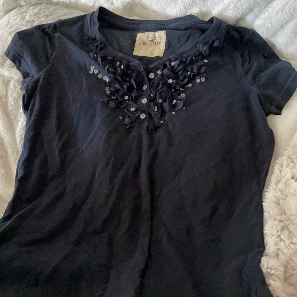Dark blue short sleeve blouse